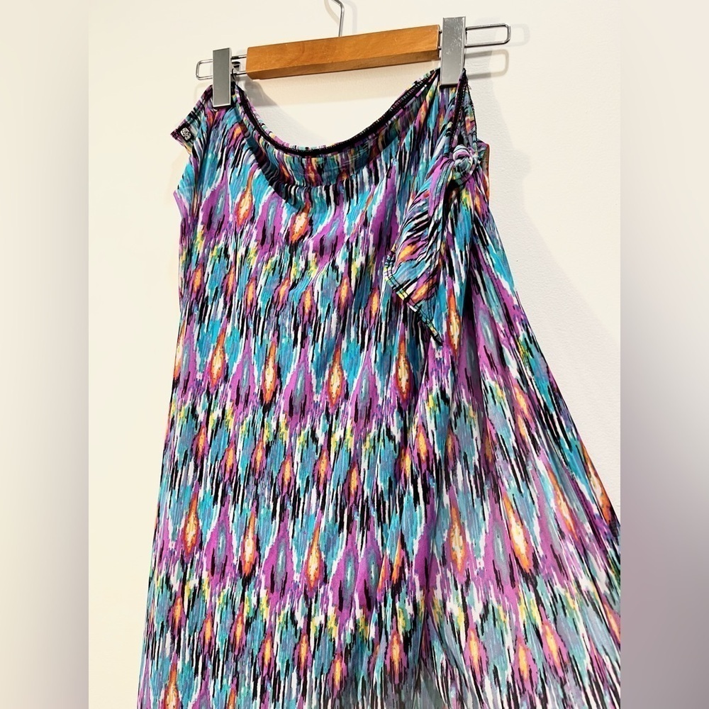 La Vie en Rose Aqua Beach Bikini Swimsuit Coverup Mesh Side Tie Sarong Skirt - Picture 7 of 9